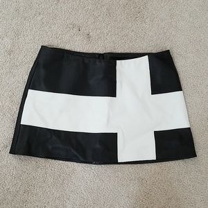 Black and white leather skirt
